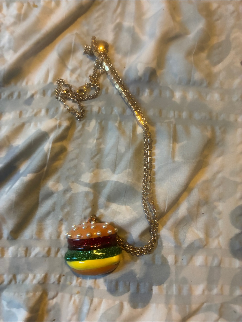 Betsey Johnson Multicolor Burger Pendant Necklace giveaway